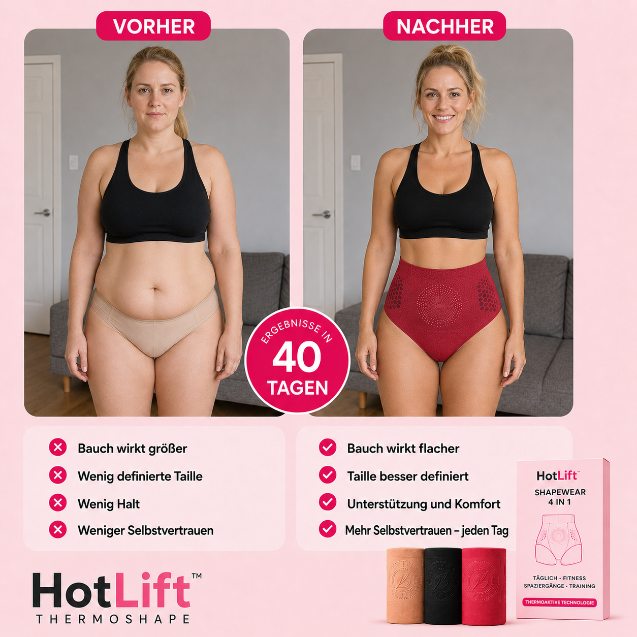 HotLift™ ThermoShape — Sauna-Effekt-Shorts mit thermischer Kompression und aktiven Mikropartikeln